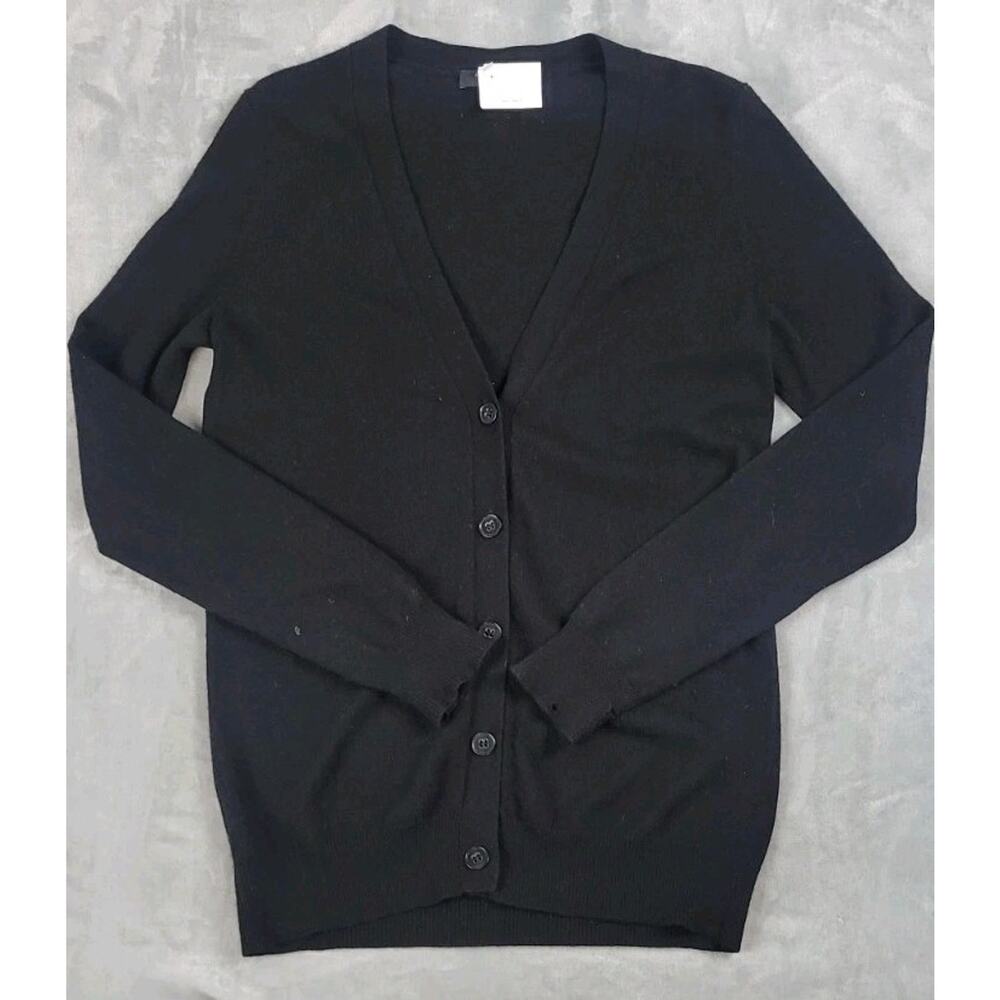 100% cashmere cardigan Ann Taylor Womens Medium Sweater Black soft button up